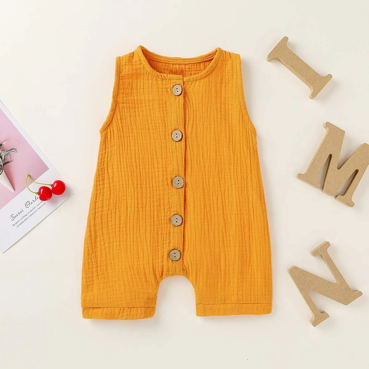 Infant Newborn Baby Boys Girls Cotton Linen Romper Summer Jumpsuit Sleeveless Overalls Clothing Set