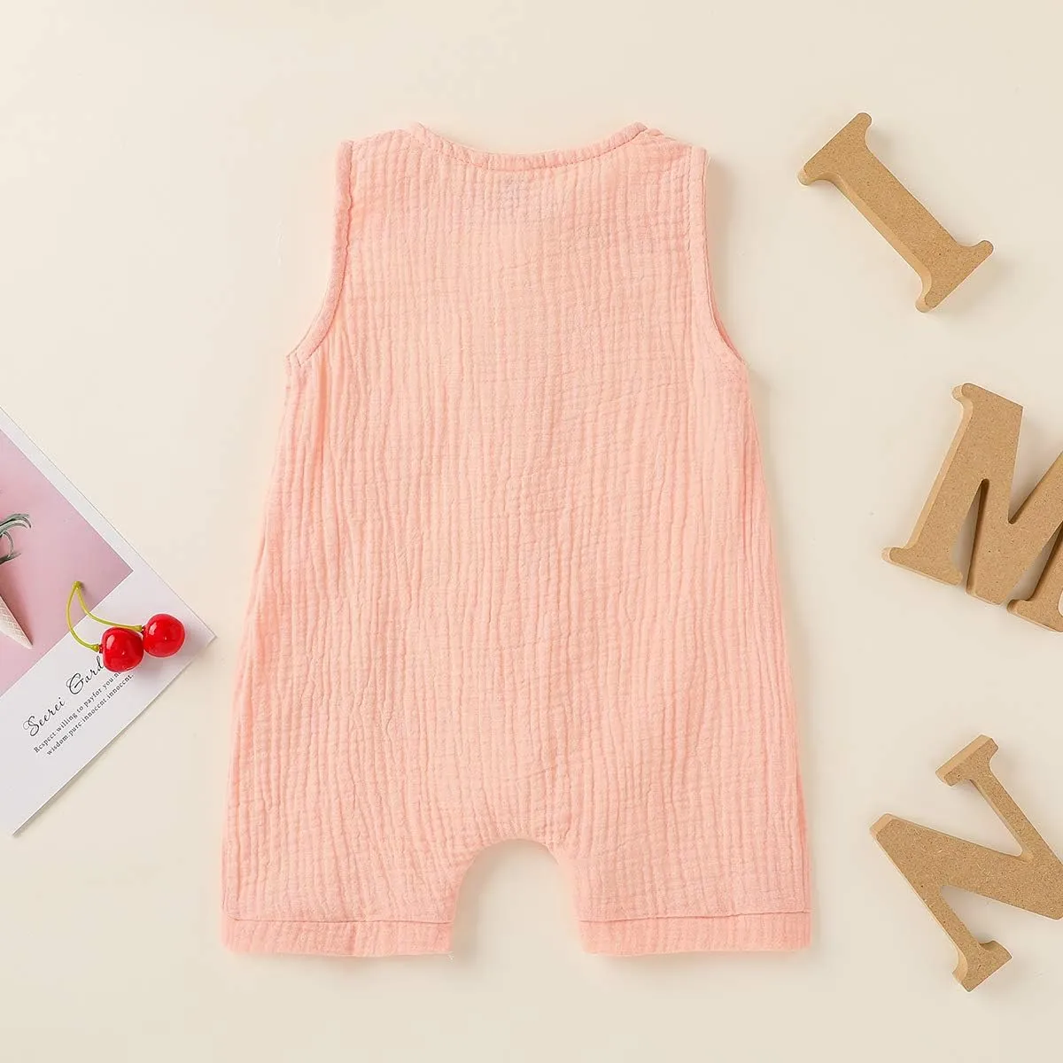 Infant Newborn Baby Boys Girls Cotton Linen Romper Summer Jumpsuit Sleeveless Overalls Clothing Set