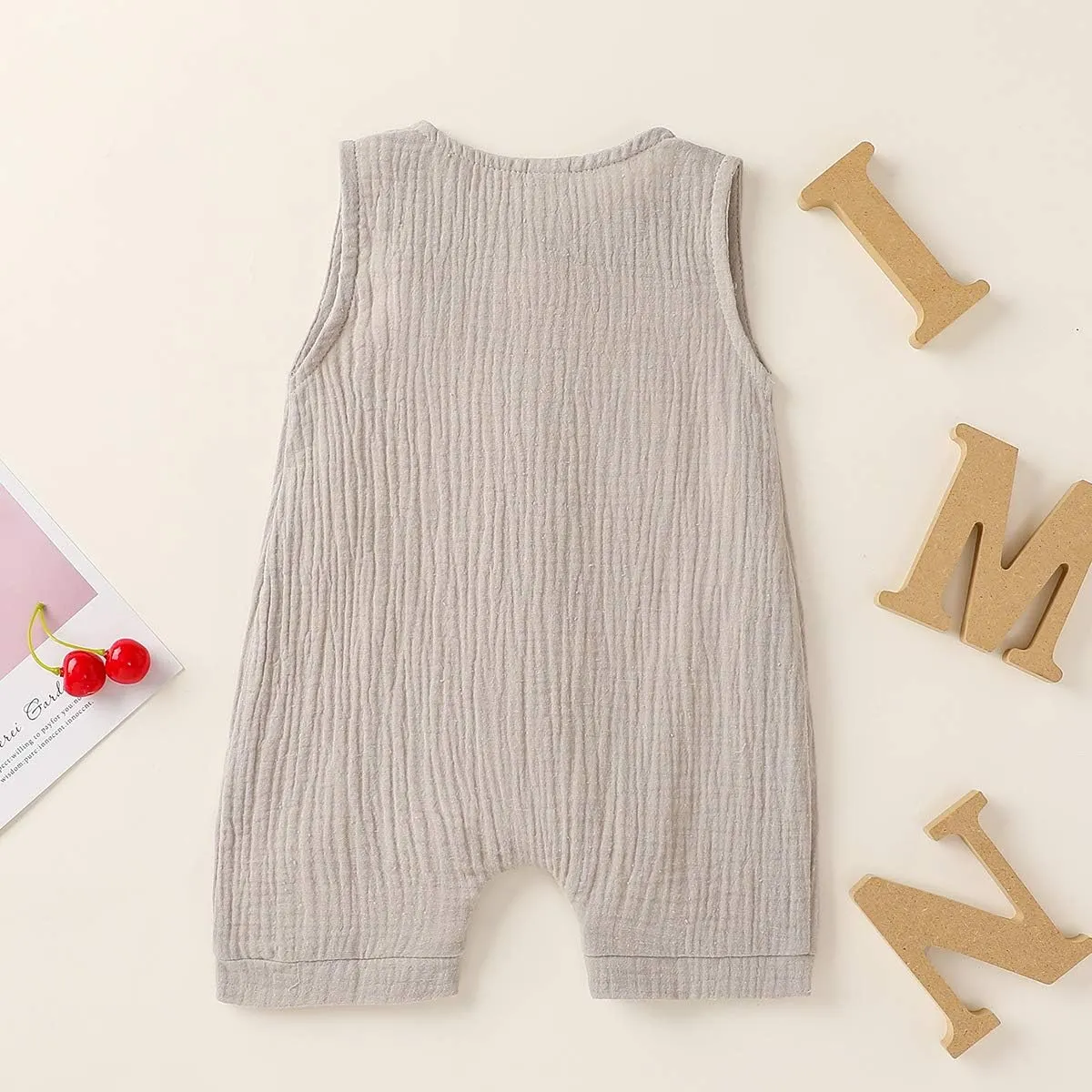 Infant Newborn Baby Boys Girls Cotton Linen Romper Summer Jumpsuit Sleeveless Overalls Clothing Set