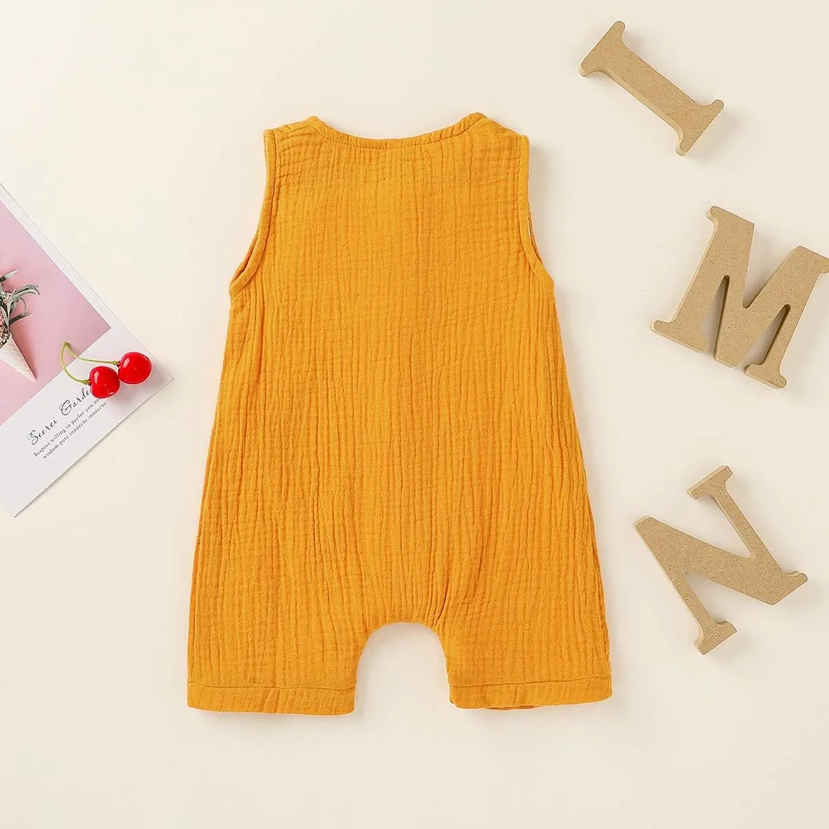 Infant Newborn Baby Boys Girls Cotton Linen Romper Summer Jumpsuit Sleeveless Overalls Clothing Set