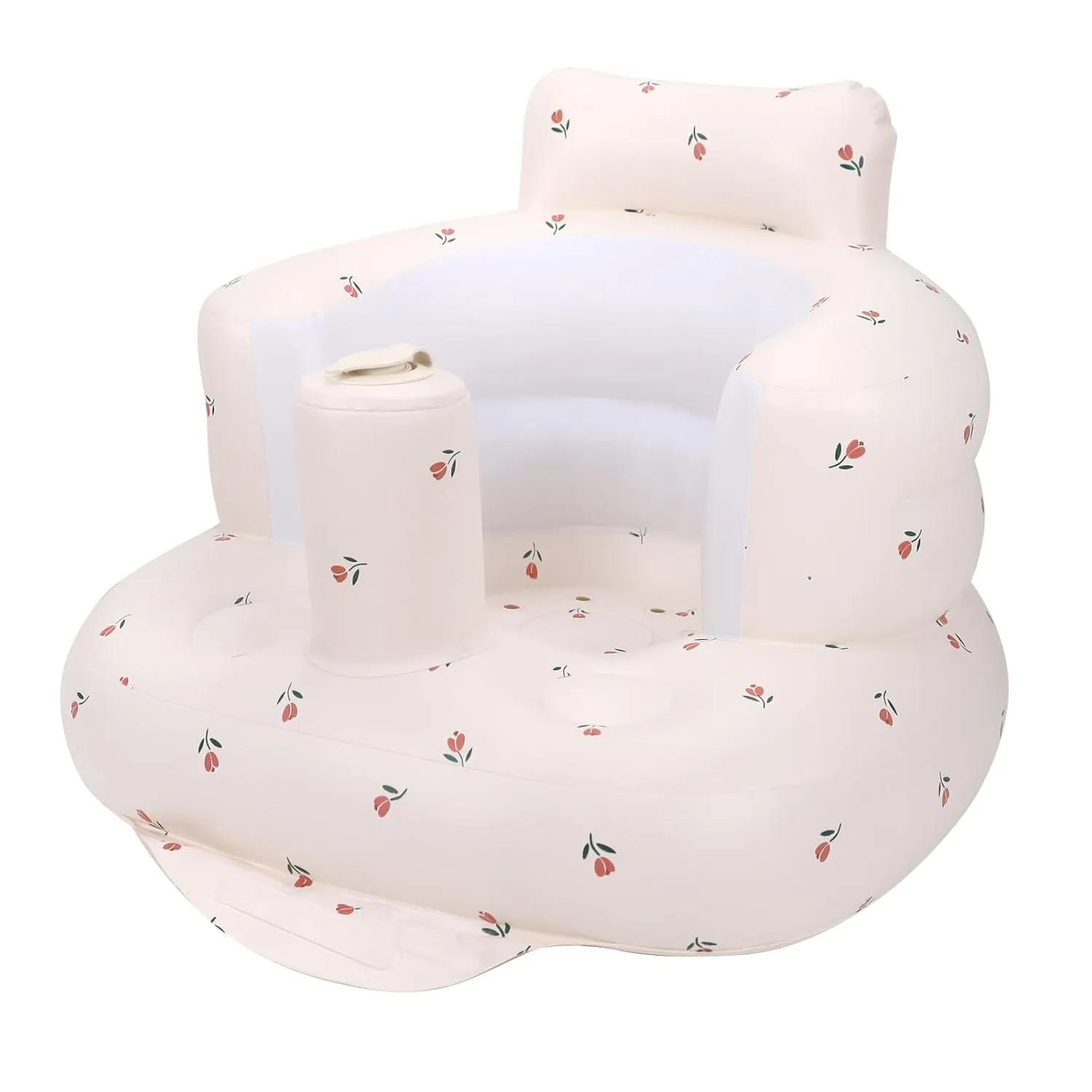 Inflatable Baby Chair, Inflatable Baby Seat for Babies 3 Months and Up, Summer Blow Up Chair with Built in Air Pump, Infant Floor Seats for Learning to Sit, Palying, Camping, Tulip