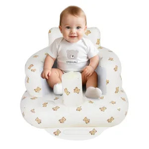 Inflatable Baby Seat, Inflatable Baby Chair for Babies 3 Months and Up Summer Baby Inflatable Seat for Sitting Up, Blow Up Baby Floor Seat with Built in Air Pump, Bear
