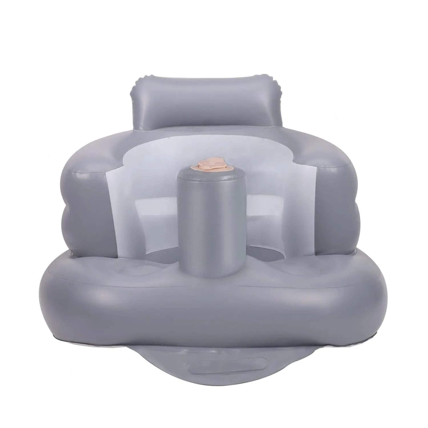 Inflatable Baby Seat, Inflatable Baby Chair for Babies 3 Months and Up, Summer Blow Up Chair with Built in Air Pump, Infant Floor Seats for Learning to Sit, Palying, Camping, Grey