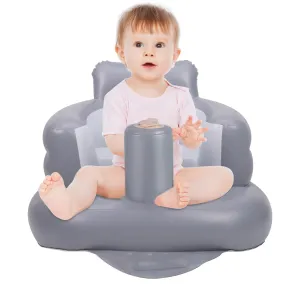 Inflatable Baby Seat, Inflatable Baby Chair for Babies 3 Months and Up, Summer Blow Up Chair with Built in Air Pump, Infant Floor Seats for Learning to Sit, Palying, Camping, Grey