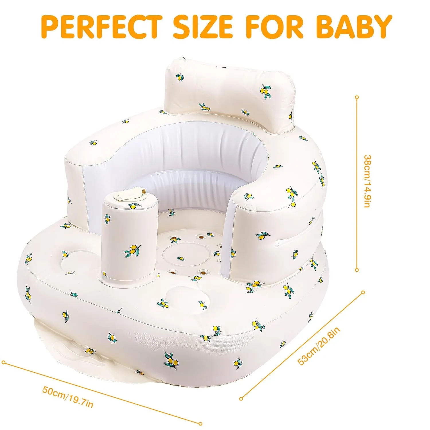Inflatable Infant Chair for Babies 0-6 Months to Help Sit Up, Baby Blow Up Chair with Built in Pump- Olive Flower