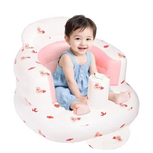 Inflatable Seat for Babies 3-36 Months, Baby Sit Up Chair with Built in Pump, Blow Up Baby Seats for Infants- Pink Bunny