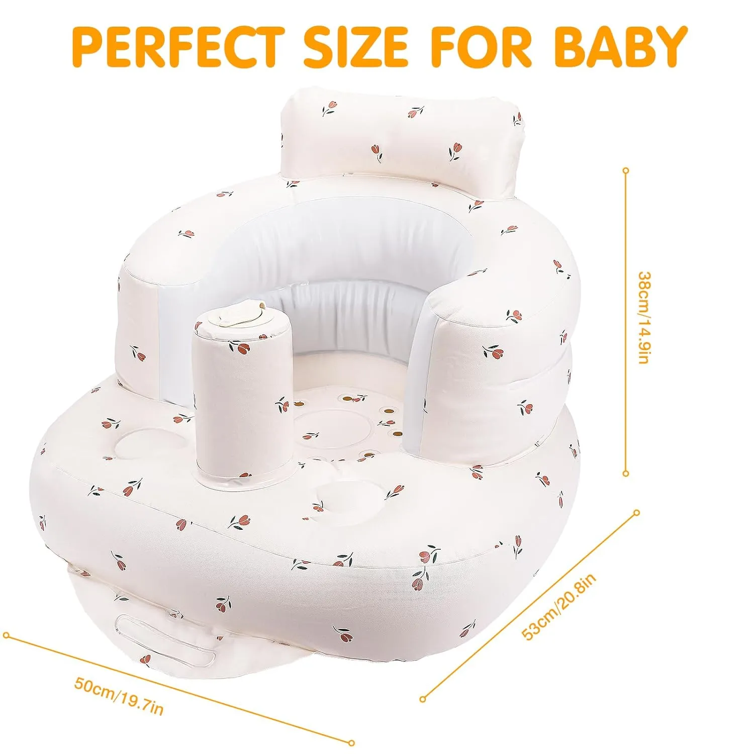 Inflatable Sit Up Chair for Baby 3-6 Months, Inflatable Baby Seat with Built in Pump, Baby Floor Seats for Sitting Up- Tulip