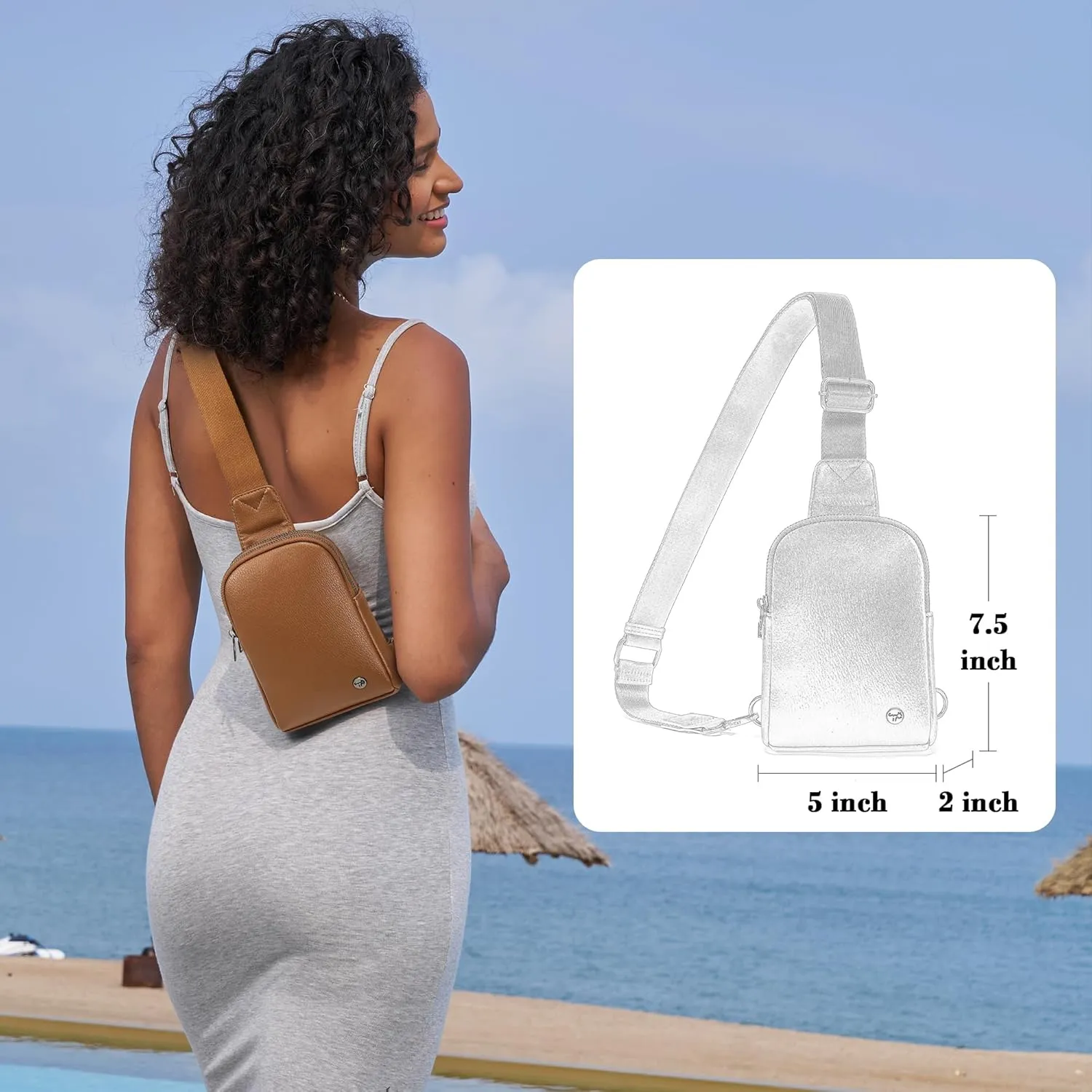 INICAT Small Crossbody Sling Bags for Women Vegan Leather Cell Phone Purse Fanny Packs for Women Men