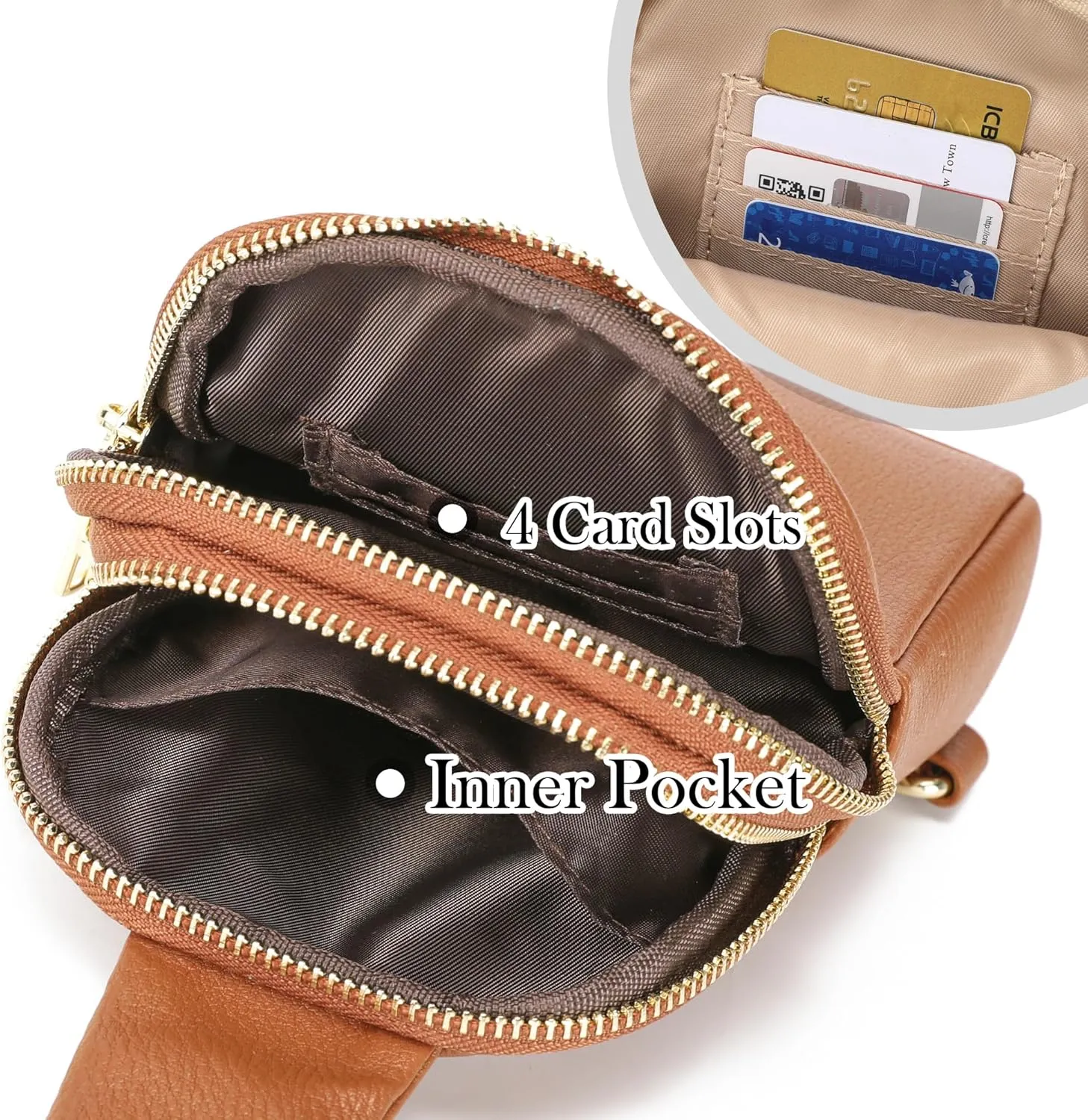INICAT Small Crossbody Sling Bags for Women Vegan Leather Cell Phone Purse Fanny Packs for Women Men