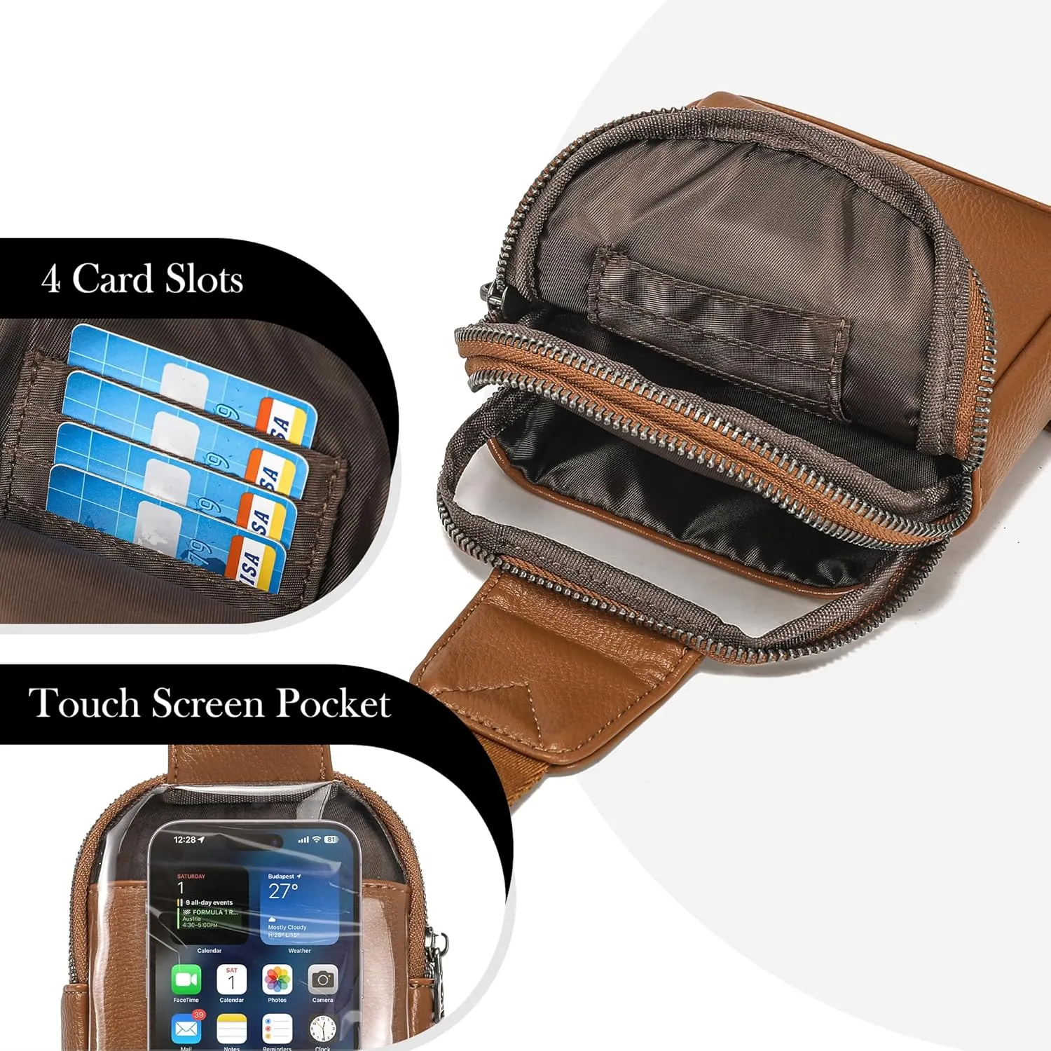 INICAT Small Crossbody Sling Bags for Women Vegan Leather Cell Phone Purse Fanny Packs for Women Men