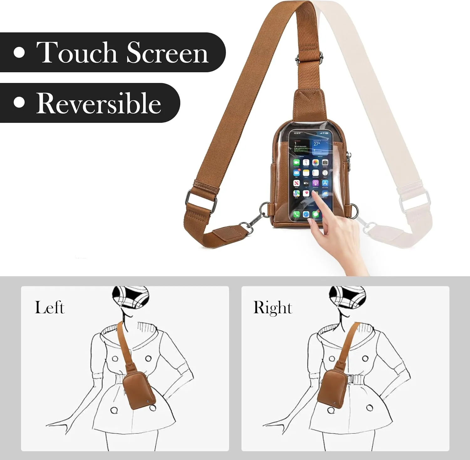 INICAT Small Crossbody Sling Bags for Women Vegan Leather Cell Phone Purse Fanny Packs for Women Men