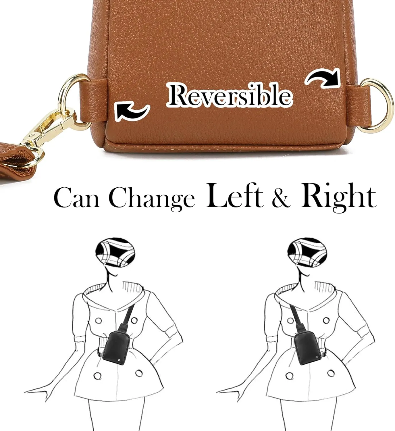 INICAT Small Crossbody Sling Bags for Women Vegan Leather Cell Phone Purse Fanny Packs for Women Men