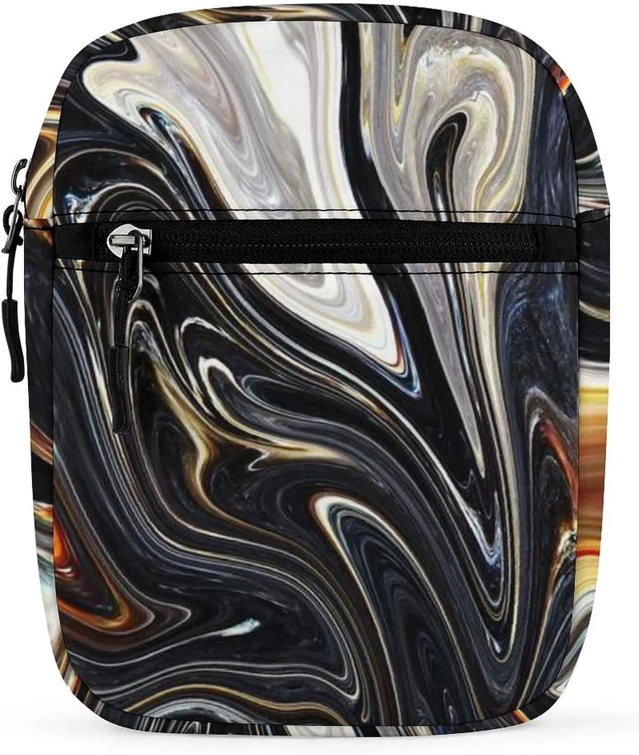 Ink Marble Black Gold Grey Adjustable Fanny Waist Pack Pouch, Waterproof Crossbody Runners Bag Wallet for Gym Hiking Fitness Women Men 6.1 x 2.2 x 7.9 inch