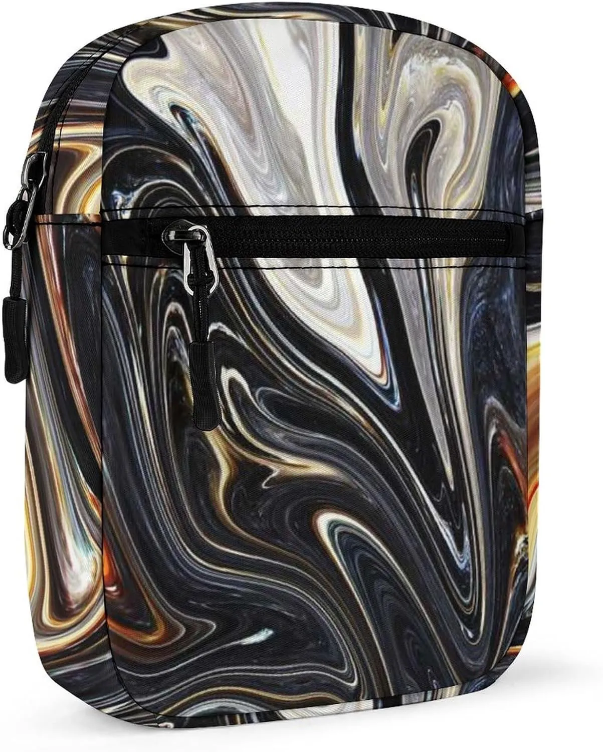 Ink Marble Black Gold Grey Adjustable Fanny Waist Pack Pouch, Waterproof Crossbody Runners Bag Wallet for Gym Hiking Fitness Women Men 6.1 x 2.2 x 7.9 inch