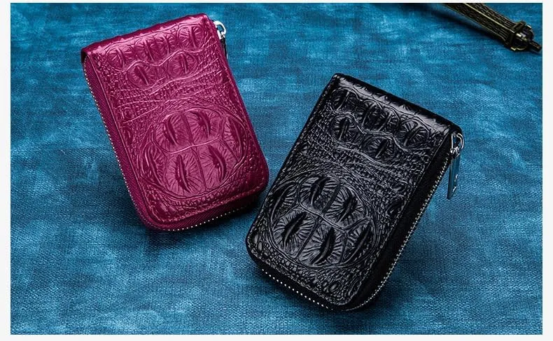 Irsutey Women Man Credit Card Wallet with Zipper Card Cases Holder RFID Blocking Compact Size Minimalist Leather Wallet (Purple,L 4.5 in x W 2.75 in x H 0.98 in)