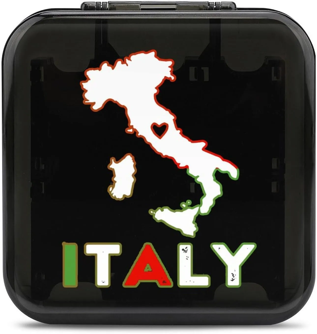 Italy Map Flag Funny Game Card Case Pattern Game Card Storage Box Cards Holder with 24 Slots