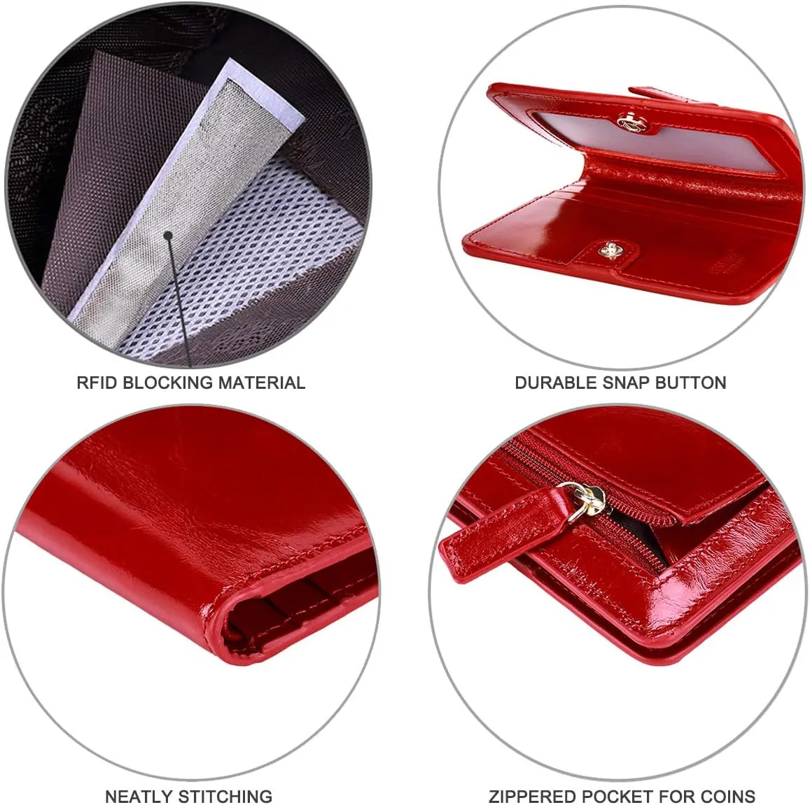 Itslife Women's Rfid Blocking Small Compact Bifold Leather Pocket Wallet Ladies Mini Purse with id Window (Waxed Red)