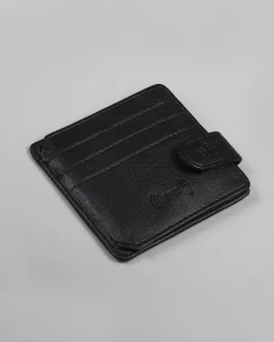 Jade Black Ultra Slim Vegan Leather Push Button Handcrafted Card Holder