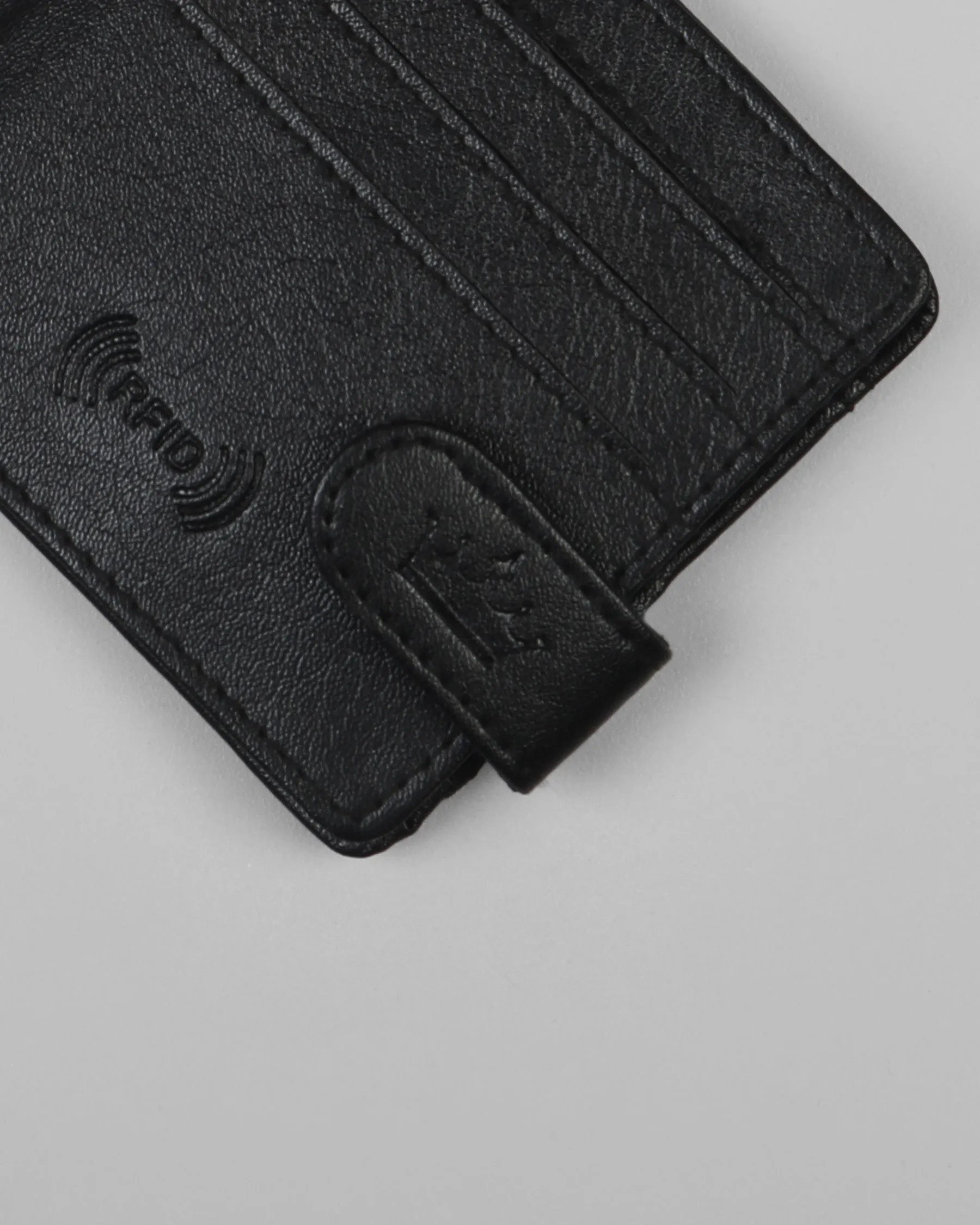 Jade Black Ultra Slim Vegan Leather Push Button Handcrafted Card Holder