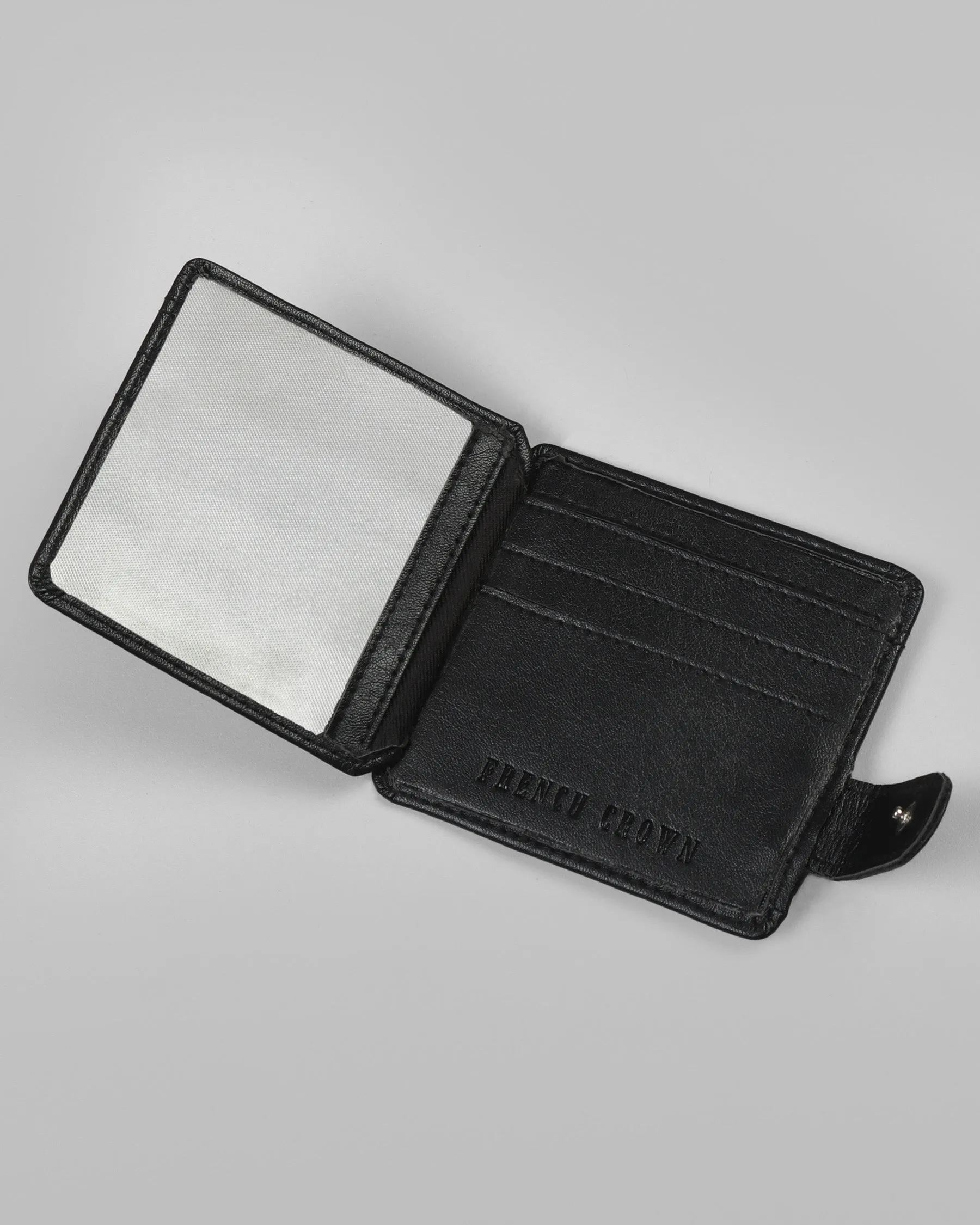 Jade Black Ultra Slim Vegan Leather Push Button Handcrafted Card Holder