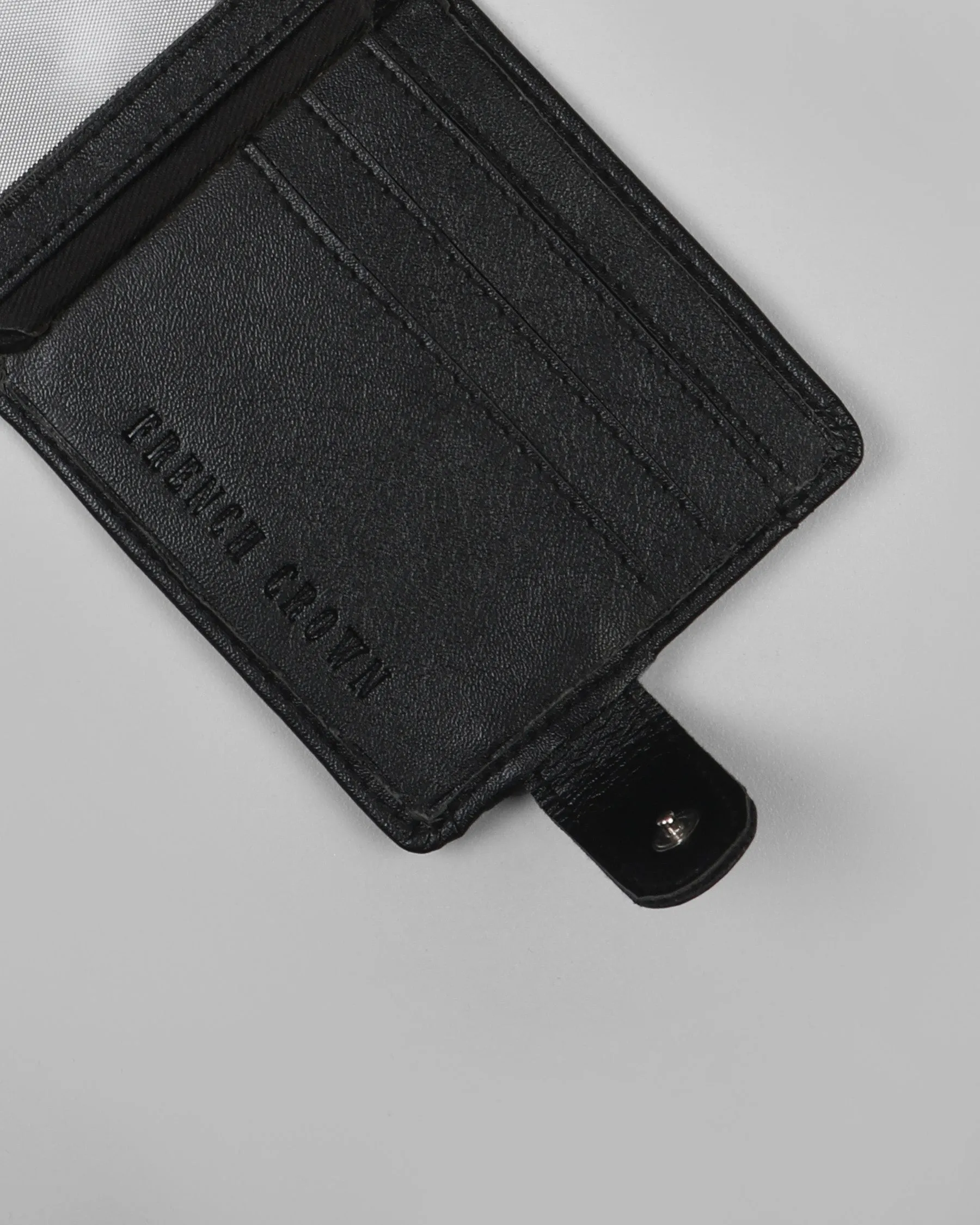 Jade Black Ultra Slim Vegan Leather Push Button Handcrafted Card Holder