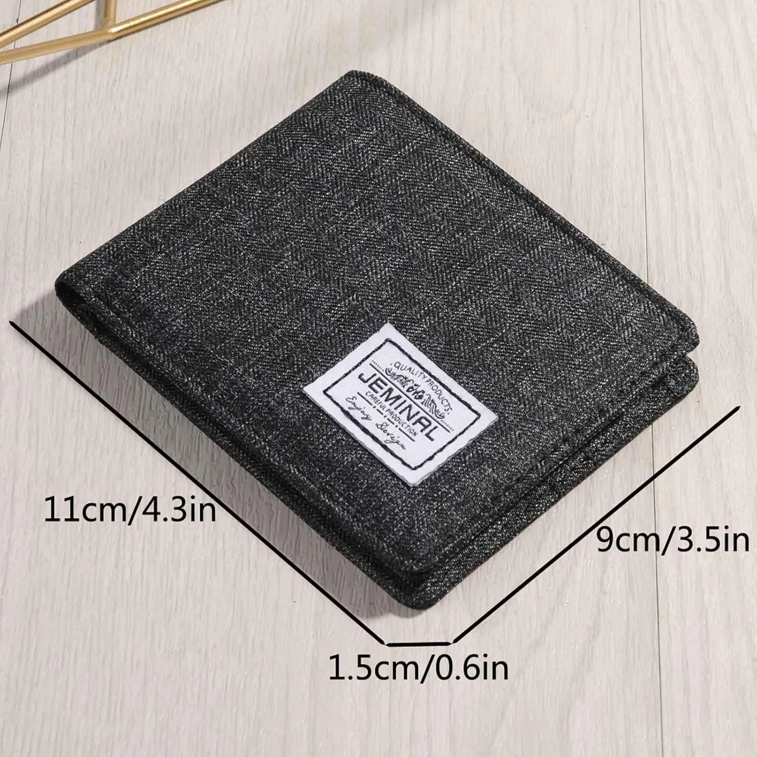 JEMINAL Men's Ultra-thin Canvas Short Cloth Wallet Men's Small Short Clip Boys Students Original Simple Niche Horizontal Short Money Clip (Black), 31903#