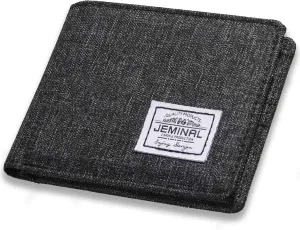 JEMINAL Men's Ultra-thin Canvas Short Cloth Wallet Men's Small Short Clip Boys Students Original Simple Niche Horizontal Short Money Clip (Black), 31903#