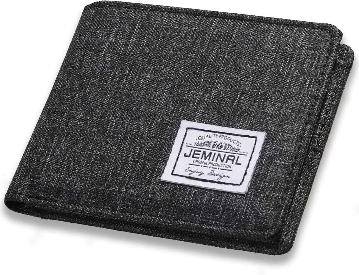 JEMINAL Men's Ultra-thin Canvas Short Cloth Wallet Men's Small Short Clip Boys Students Original Simple Niche Horizontal Short Money Clip (Black), 31903#