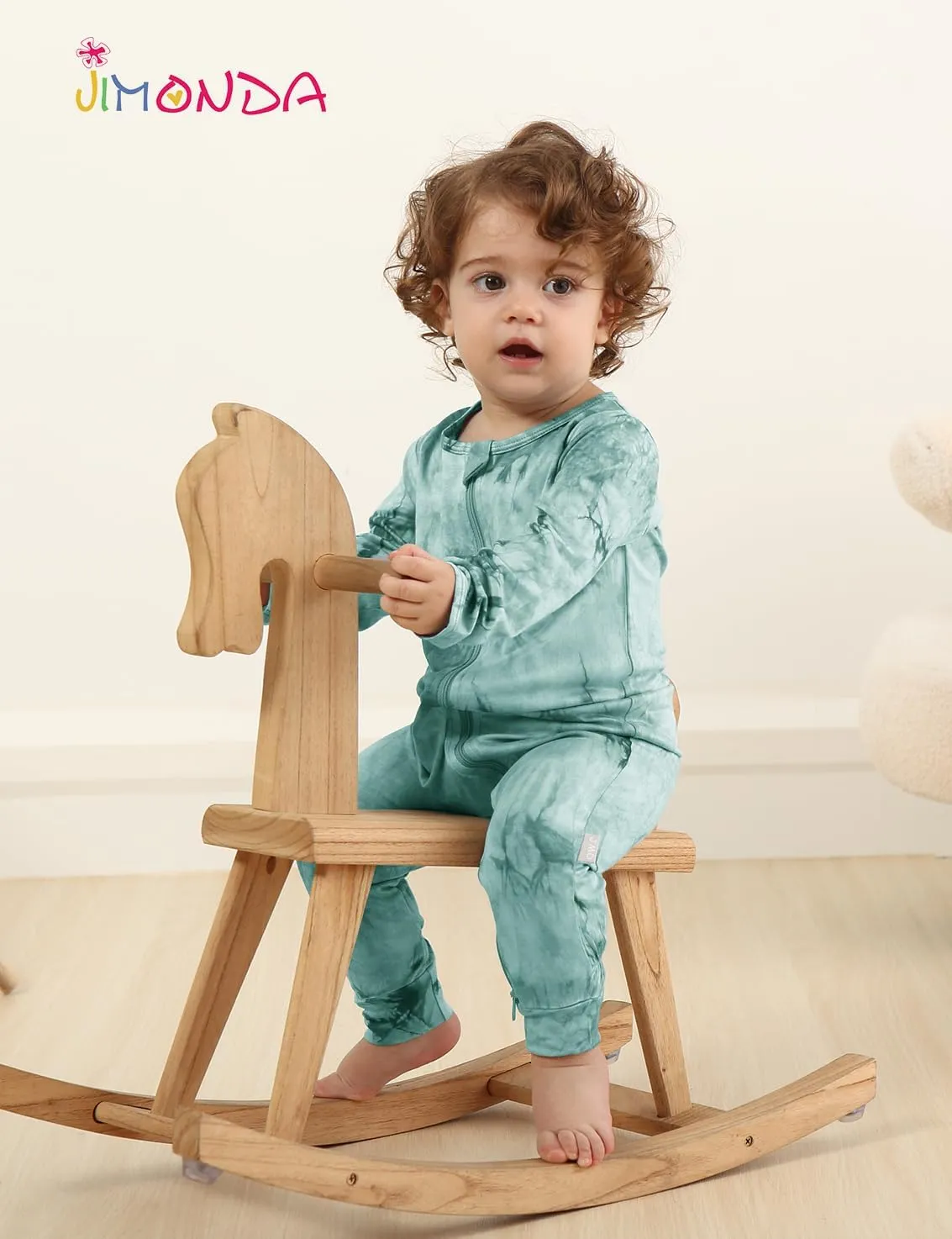 Jimonda Baby Girls Boys Footless Pajamas,Rayon From Bamboo Pjs 2 Way Zipper Long Sleeve Soft Sleeper,Infant Tie-dye Romper