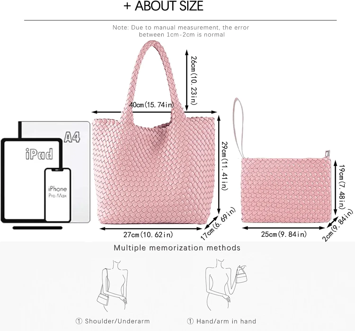 JINMANXUE Fashion Woven Bag Shopper Bag Travel Handbags and Purses Women Tote Bag Large Capacity Shoulder Bags