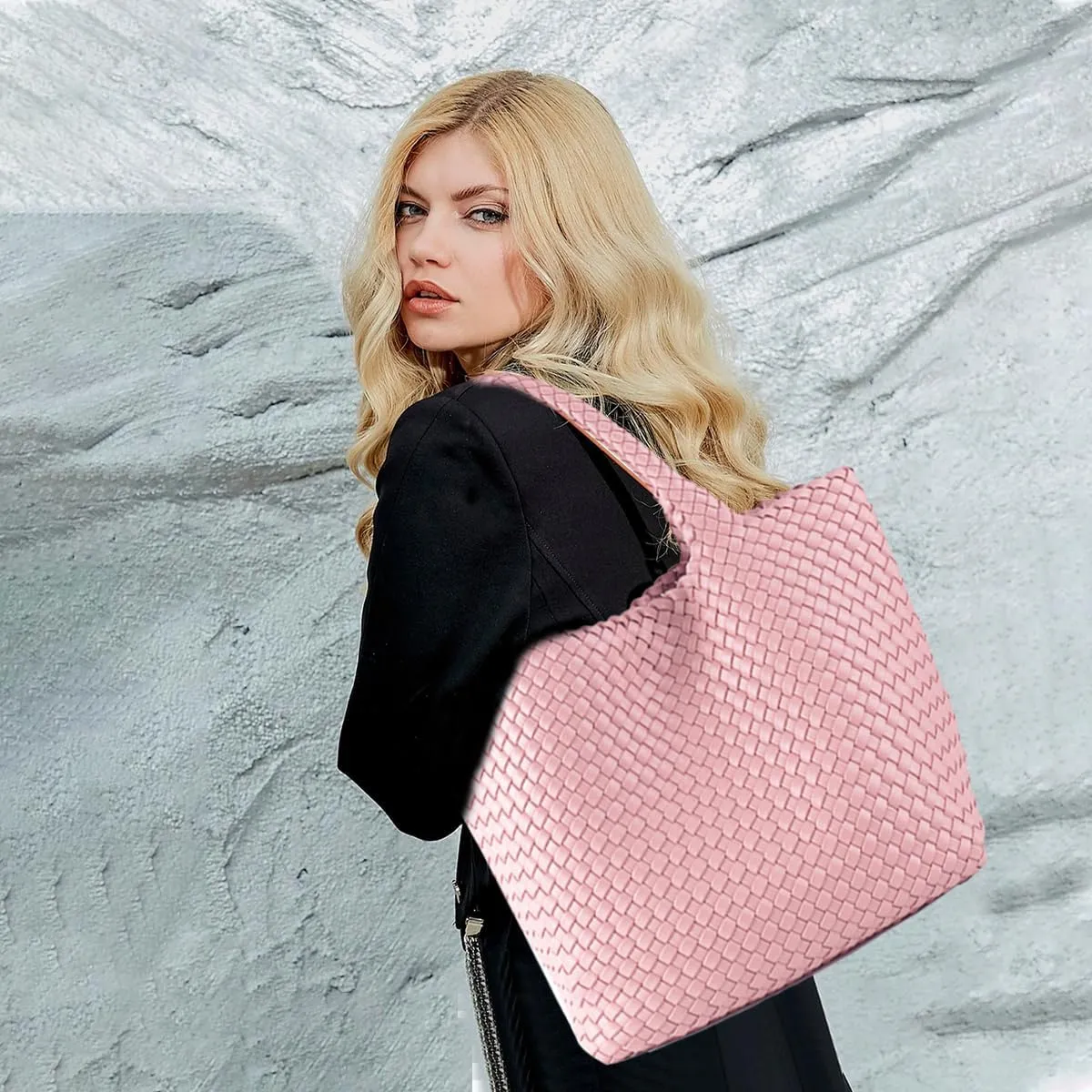 JINMANXUE Fashion Woven Bag Shopper Bag Travel Handbags and Purses Women Tote Bag Large Capacity Shoulder Bags