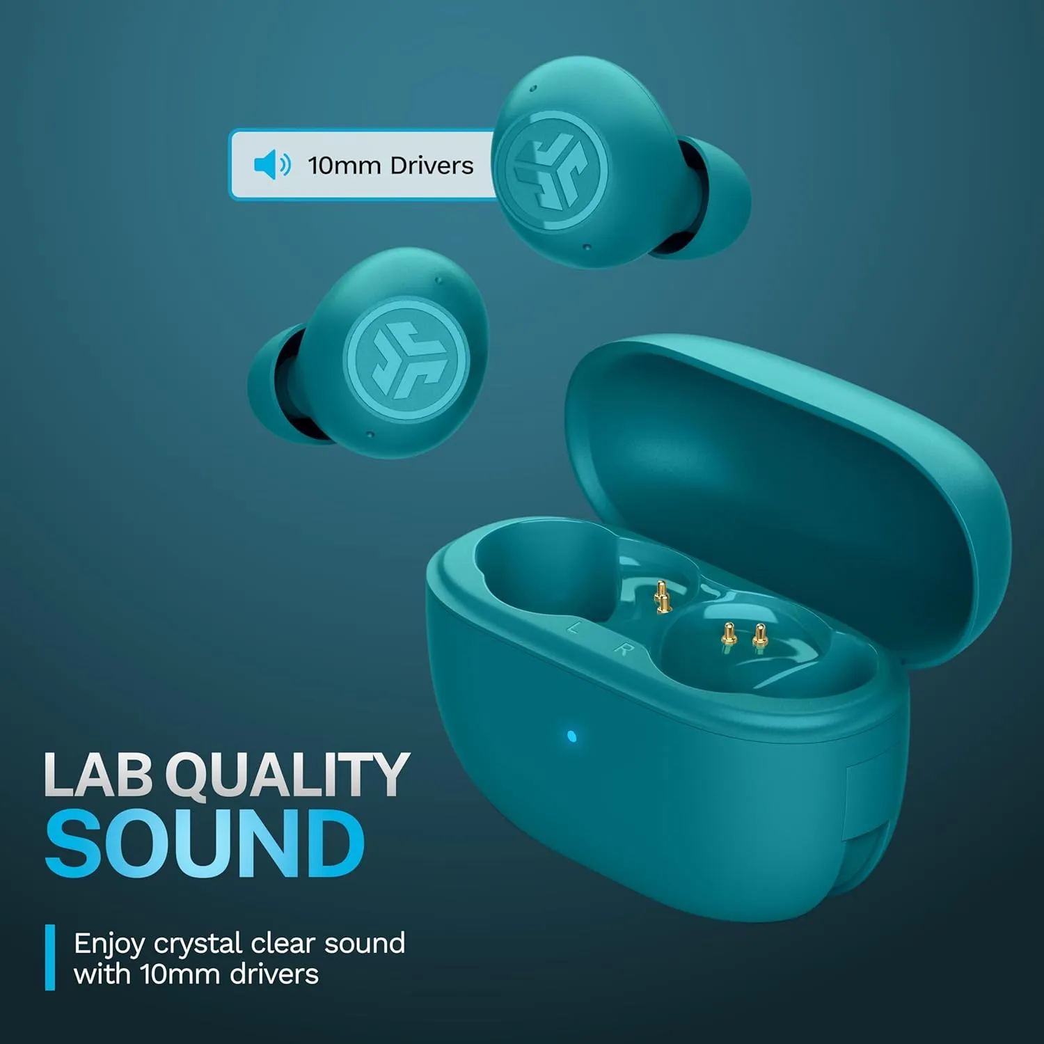 JLab Go Pop ANC True Wireless Earbuds & Charging Case, Teal, Active Noise Cancelling, 10mm Drivers, Dual Connect, Customize Your Sound with App, Be Aware Mode, Compact Fit, Google Fast Pair