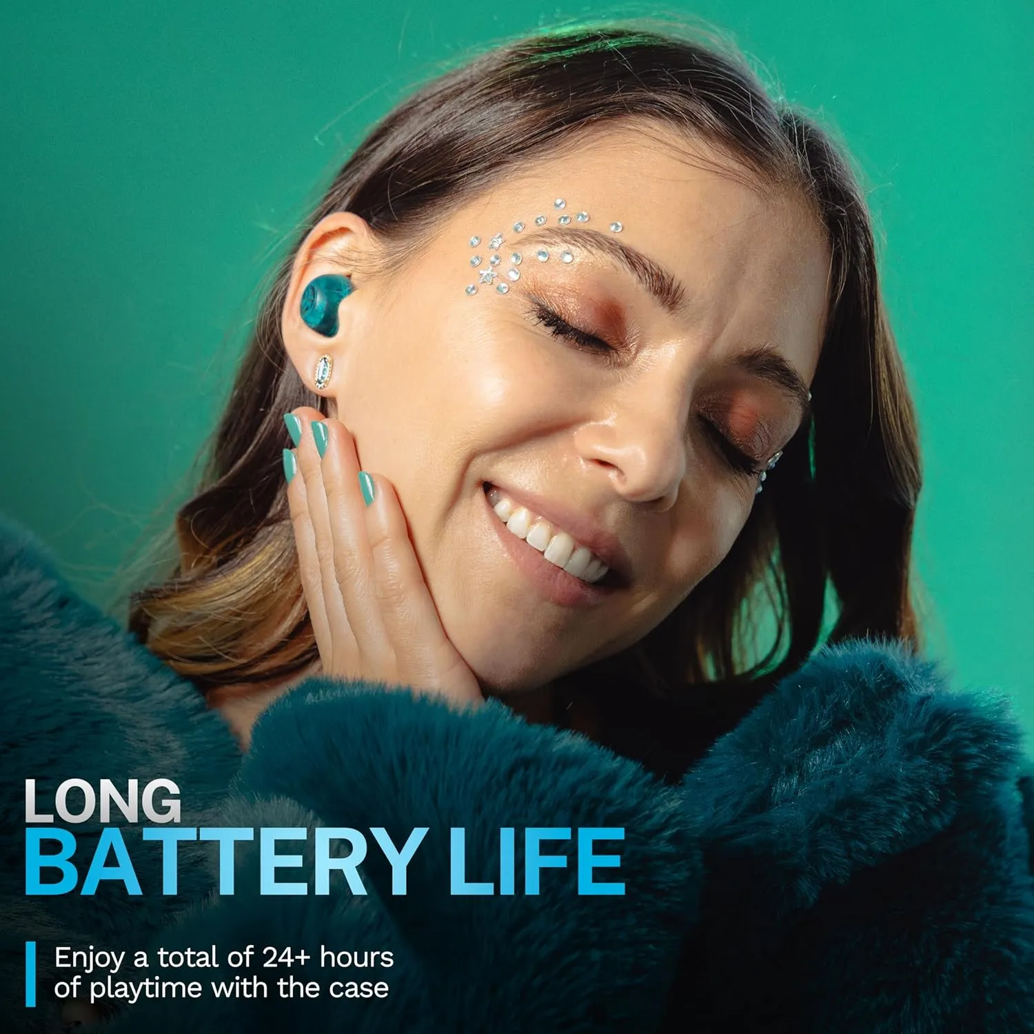 JLab Go Pop ANC True Wireless Earbuds & Charging Case, Transparent Teal, Active Noise Cancelling, 10mm Drivers, Dual Connect, Customize Your Sound with App, Be Aware Mode, Google Fast Pair