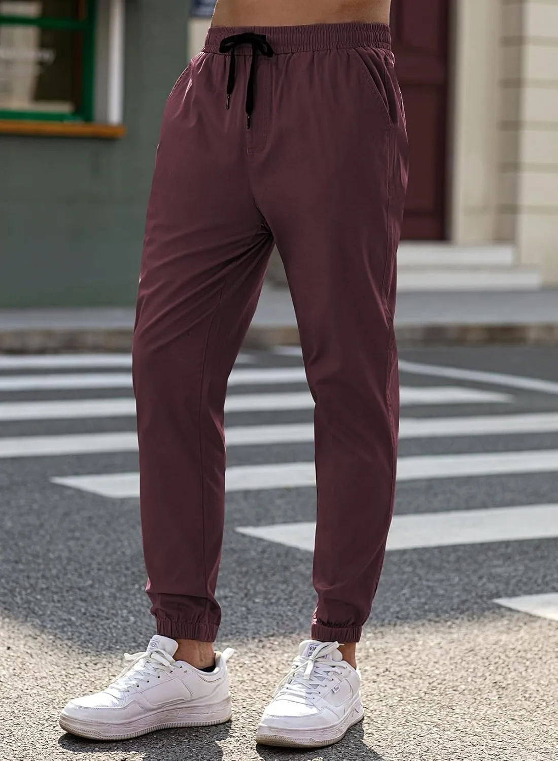 JMIERR Mens Casual Joggers Pants - Cotton Drawstring Chino Cargo Pants Hiking Outdoor Twill Track Jogging Sweatpants Pants