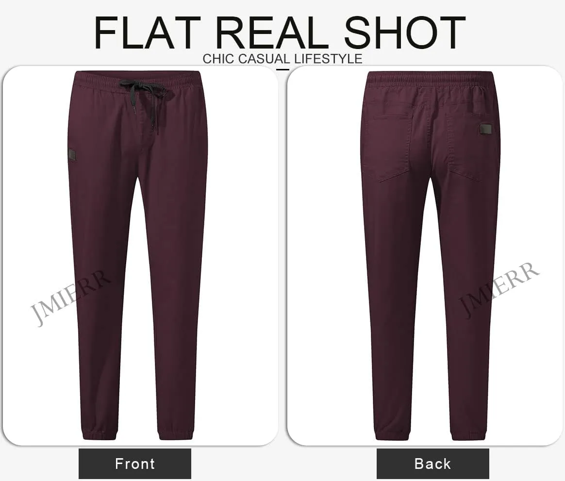 JMIERR Mens Casual Joggers Pants - Cotton Drawstring Chino Cargo Pants Hiking Outdoor Twill Track Jogging Sweatpants Pants