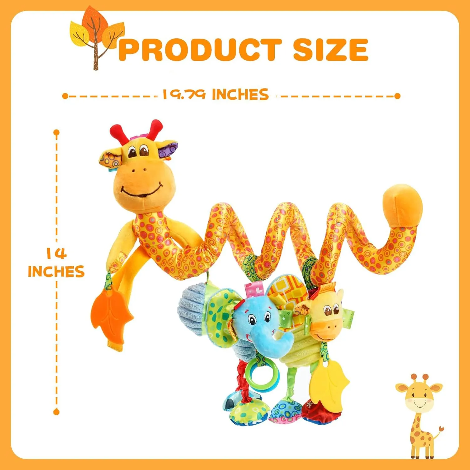 Jollybaby Baby Car Seat Stroller Crib Toys, Plush Spiral Activity Carseat Hanging Toy for Infant Babies 0-3-6-12 Month, Pram Crib Mobile Toy with Music Box for Newborn Boys Girls Gifts (Giraffe)