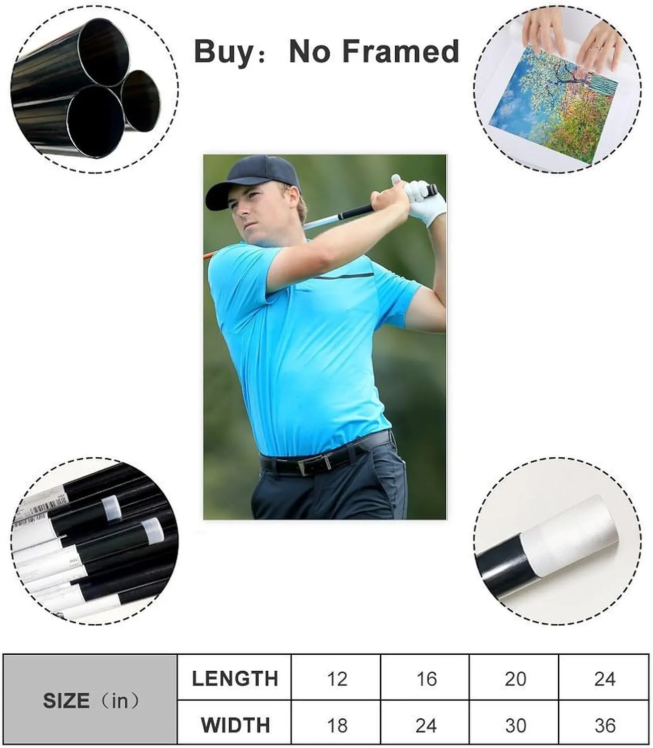 Jordan Spieth Golf Poster23 Canvas Poster Wall Art Decor Print Picture Paintings for Living Room Bedroom Decoration Unframe:20x30inch(50x75cm)