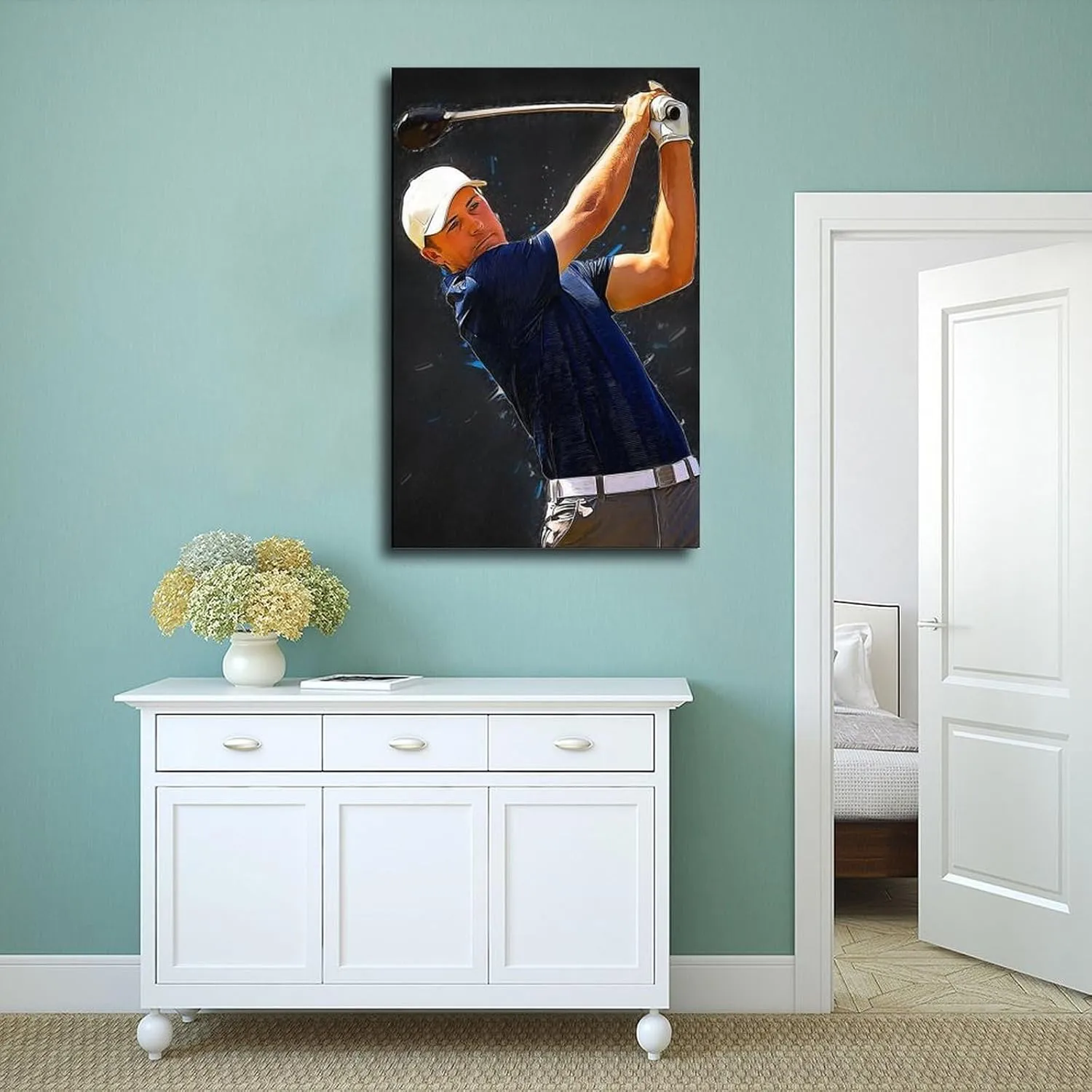 Jordan Spieth Golf Poster80 Canvas Poster Bedroom Decor Sports Landscape Office Room Decor Gift Frame:12x18inch(30x45cm)