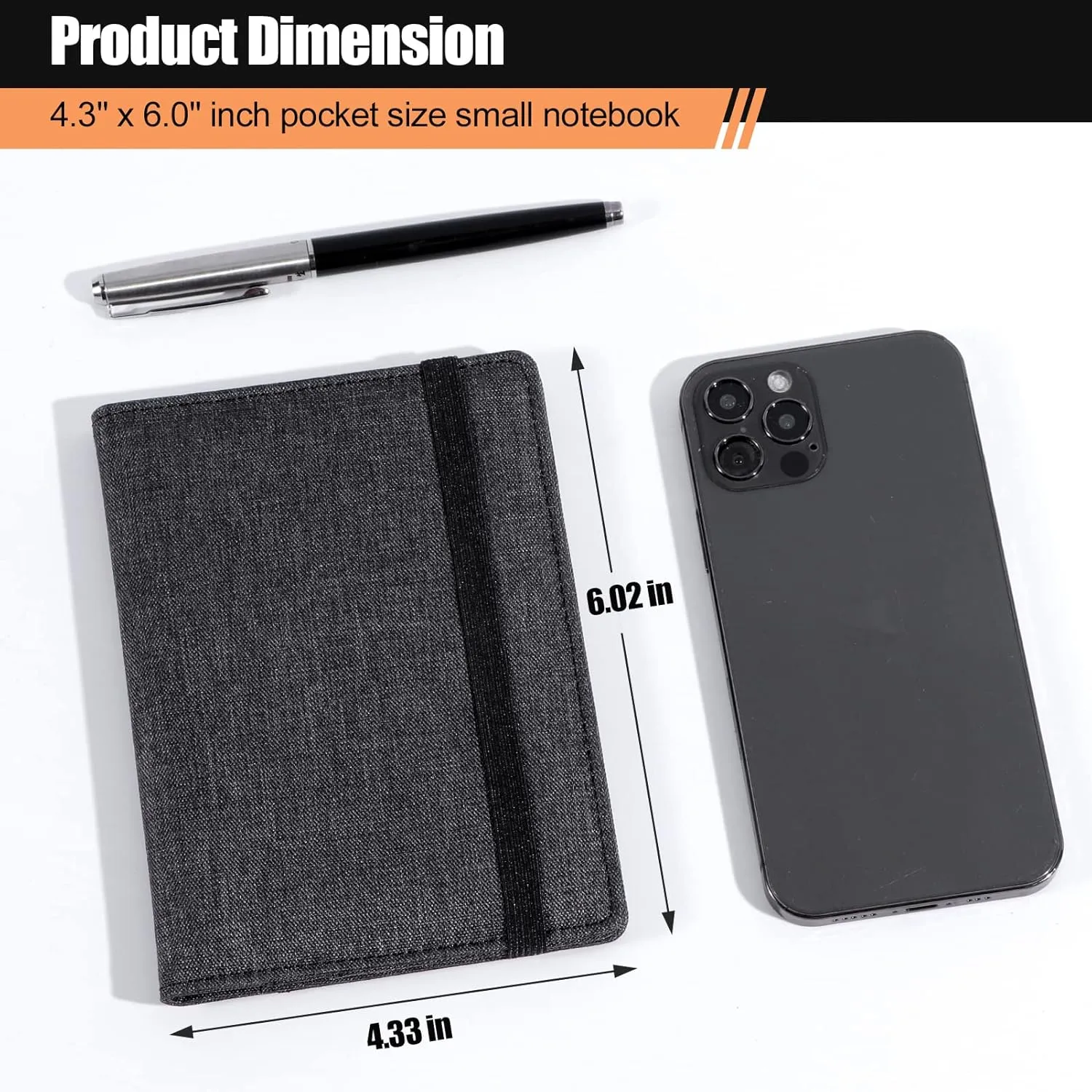 Journal Cover for Field Notes - Compatible with Moleskine Cahier's Notebook - Waterproof Fabric,Multifunctional Organizer with Pen Loop, Business Card Holder, for 3.5" x 5.5" pocket notebook