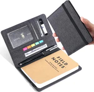 Journal Cover for Field Notes - Compatible with Moleskine Cahier's Notebook - Waterproof Fabric,Multifunctional Organizer with Pen Loop, Business Card Holder, for 3.5" x 5.5" pocket notebook