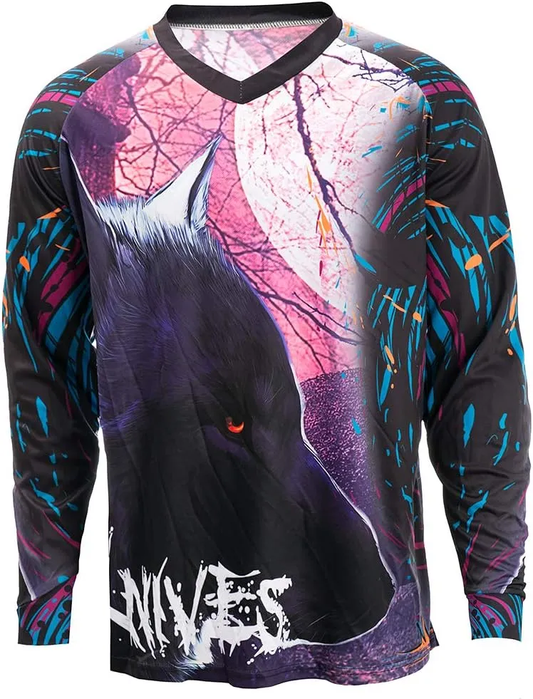JPOJPO Men's Cycling Jersey MTB T Shirt Long Sleeve Mountain Bike Motorcycle Bicycle Clothes Anti-UV
