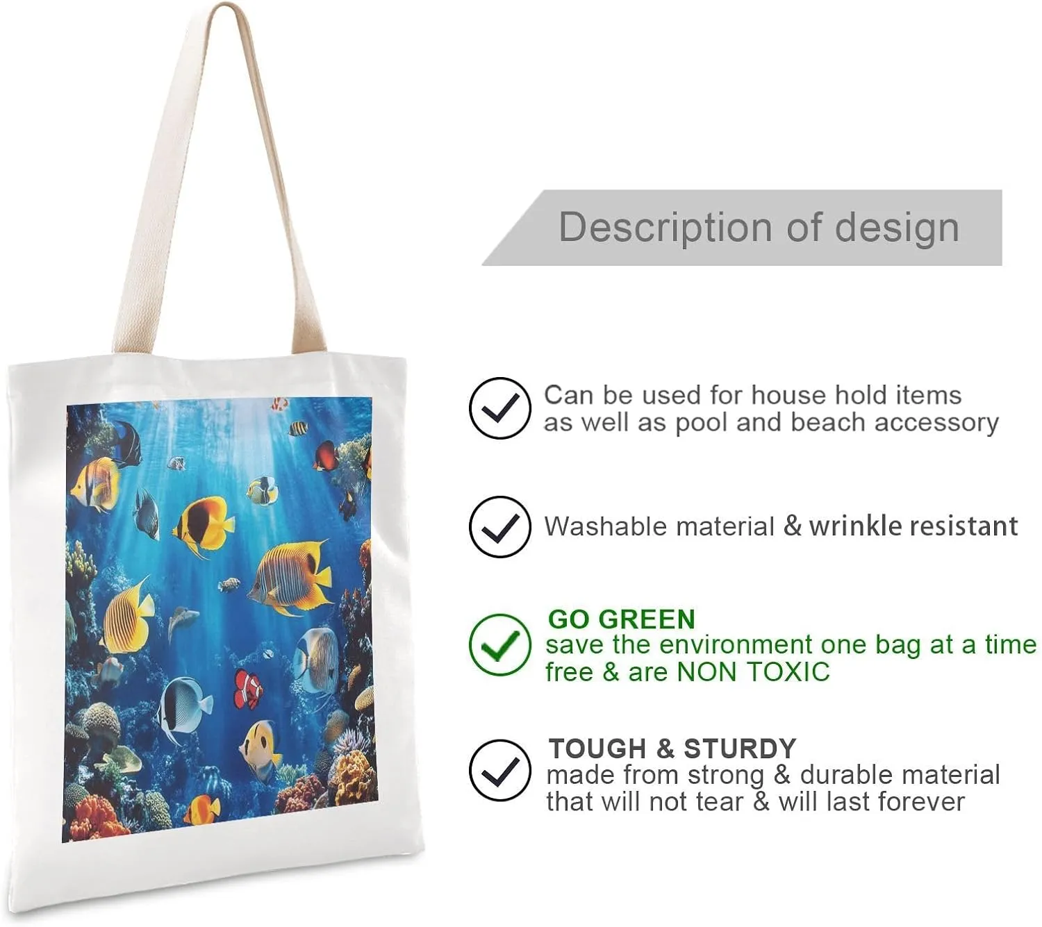 JSTEL Canvas Tote Bag for Women with Pocket,Canvas Tote Purse Shopping Bag