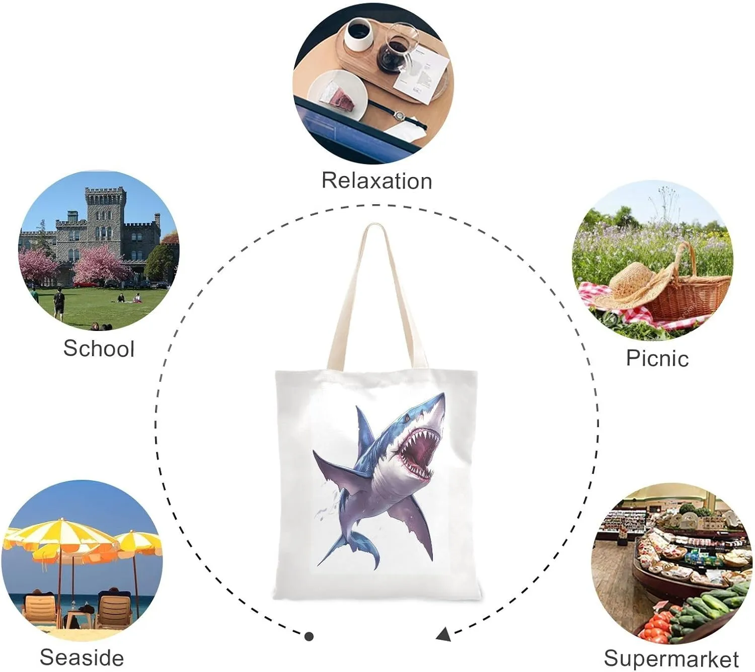 JSTEL Canvas Tote Bag for Women with Pocket,Canvas Tote Purse Shopping Bag