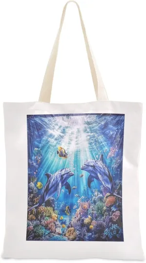 JSTEL Canvas Tote Bag for Women with Pocket,Canvas Tote Purse Shopping Bag
