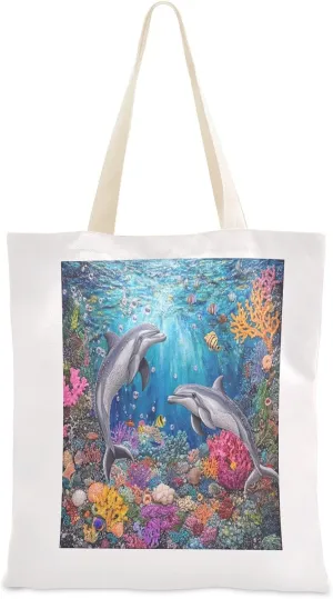 JSTEL Canvas Tote Bag for Women with Pocket,Canvas Tote Purse Shopping Bag