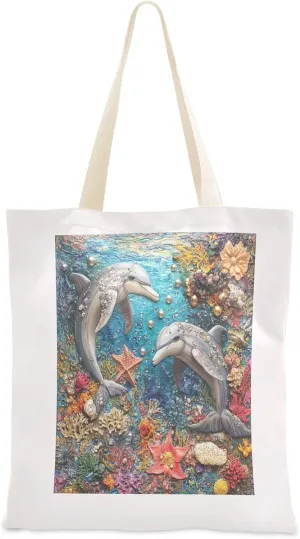 JSTEL Canvas Tote Bag for Women with Pocket,Canvas Tote Purse Shopping Bag