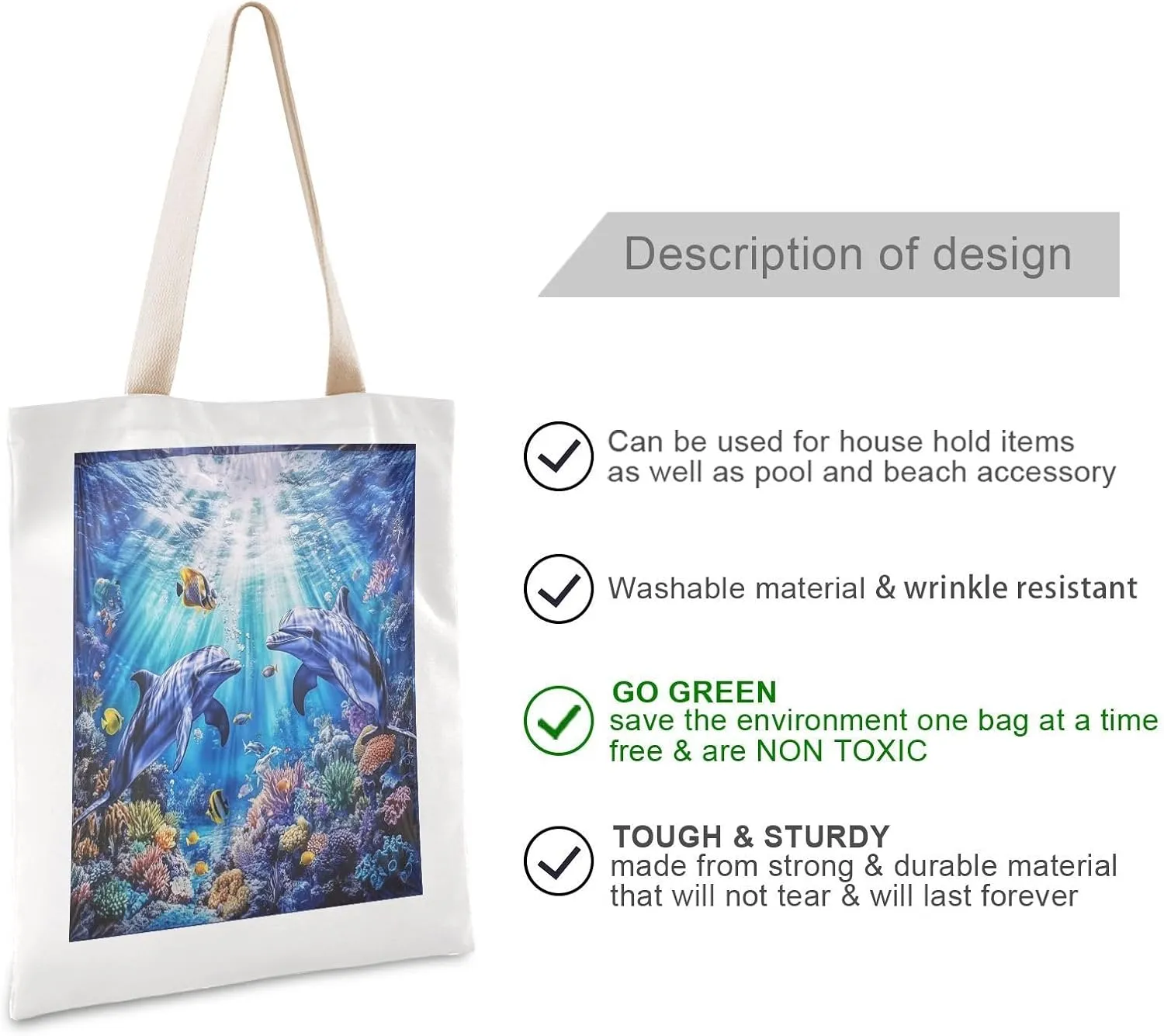 JSTEL Canvas Tote Bag for Women with Pocket,Canvas Tote Purse Shopping Bag