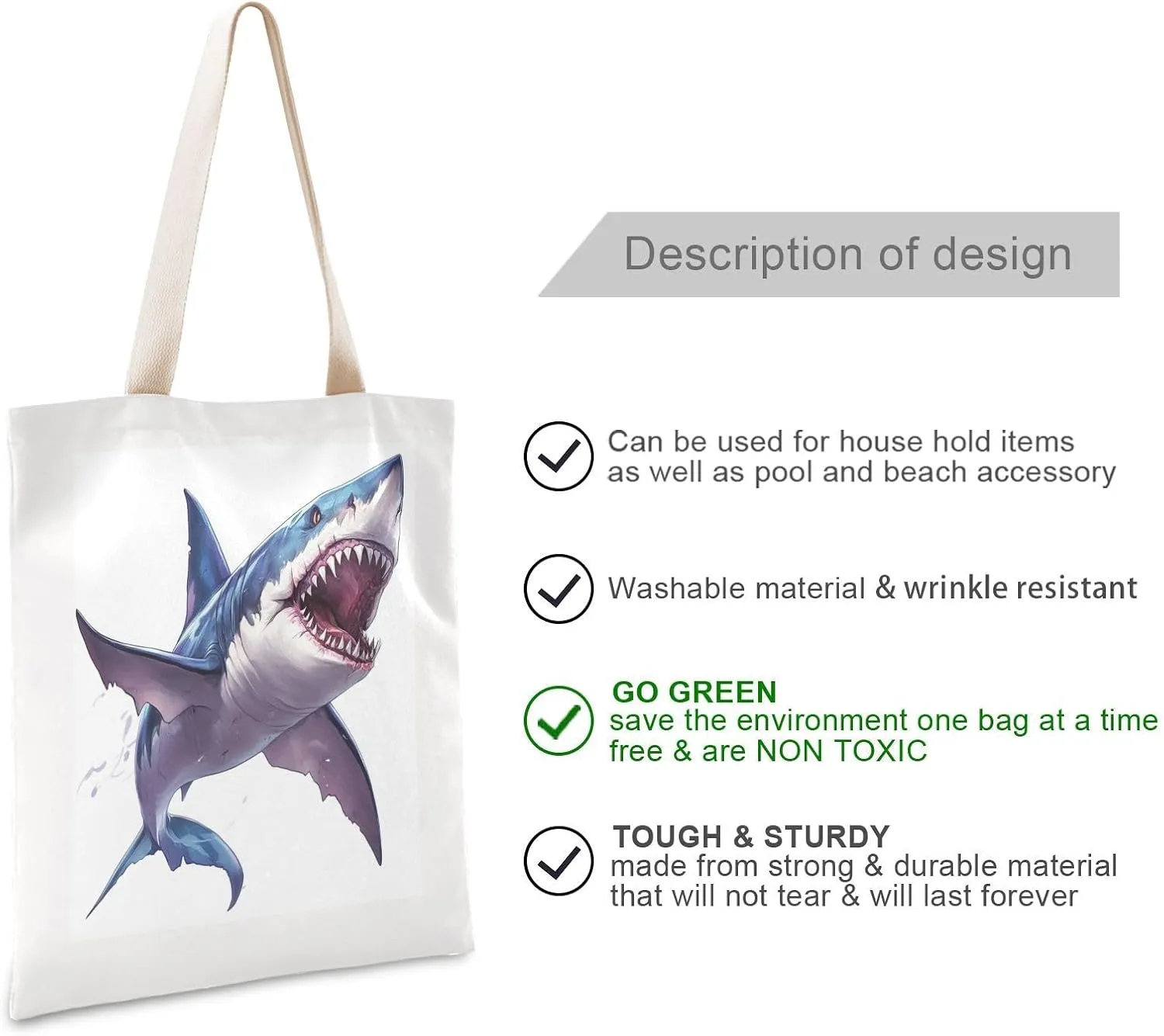 JSTEL Canvas Tote Bag for Women with Pocket,Canvas Tote Purse Shopping Bag