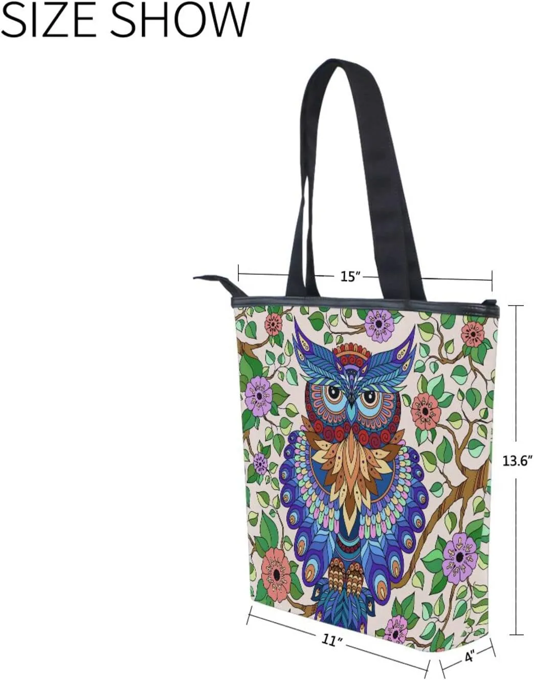 JSTEL Canvas Tote Bag for Women with Zipper,Lady Tote Bag Canvas Tote Purse Canvas Handbag for Work Travel