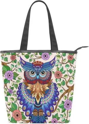 JSTEL Canvas Tote Bag for Women with Zipper,Lady Tote Bag Canvas Tote Purse Canvas Handbag for Work Travel